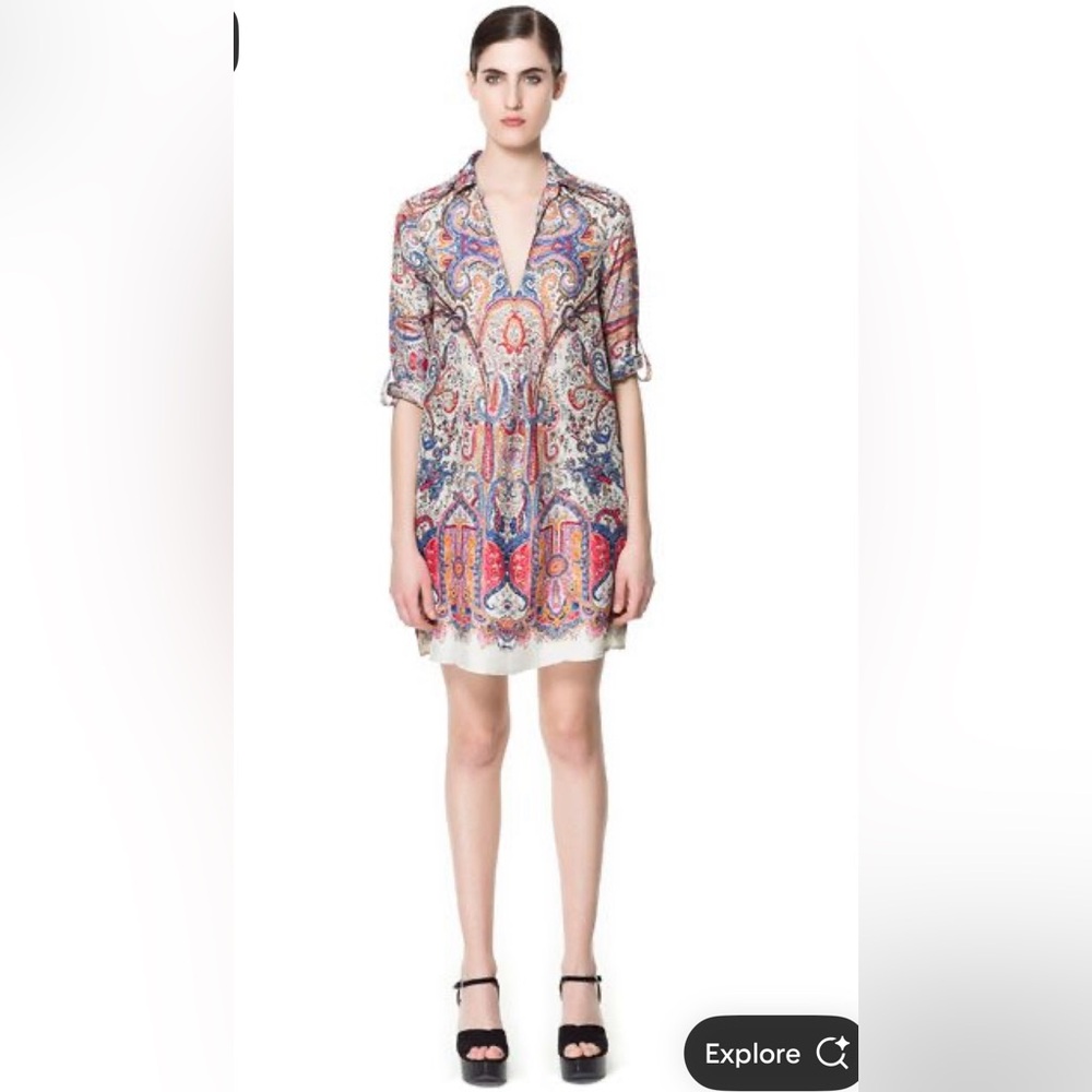 Zara basic Paisley cover up dress